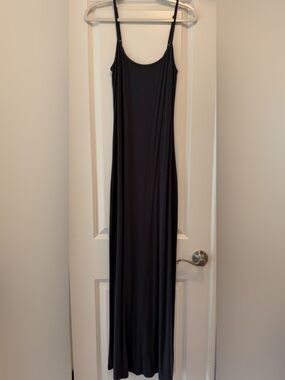 aerie Sleeveless Maxi Dress with Adjustable Straps - Dark Charcoal Gray